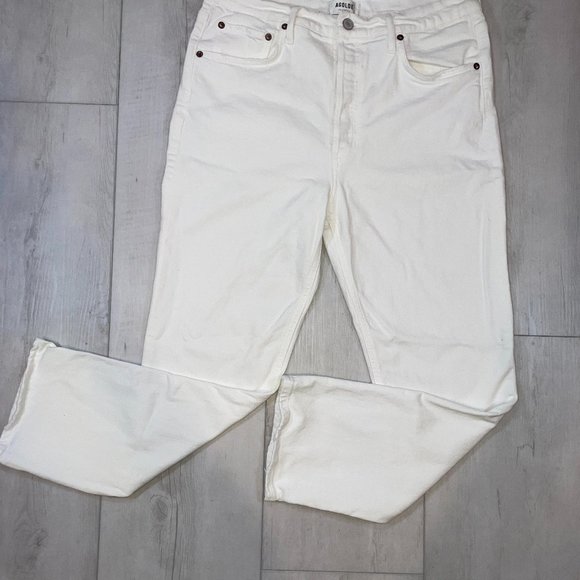 AGOLDE Riley High Rise Straight Crop White Denim Women's Size 30 - Picture 1 of 12